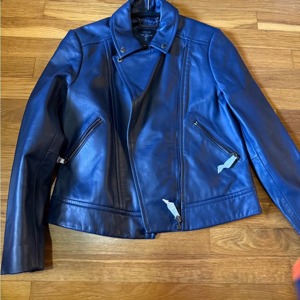 Ted Baker Blue Leather Jacket